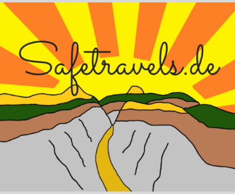 Safetravels.de Logo 500 x 400 mm rechteckig