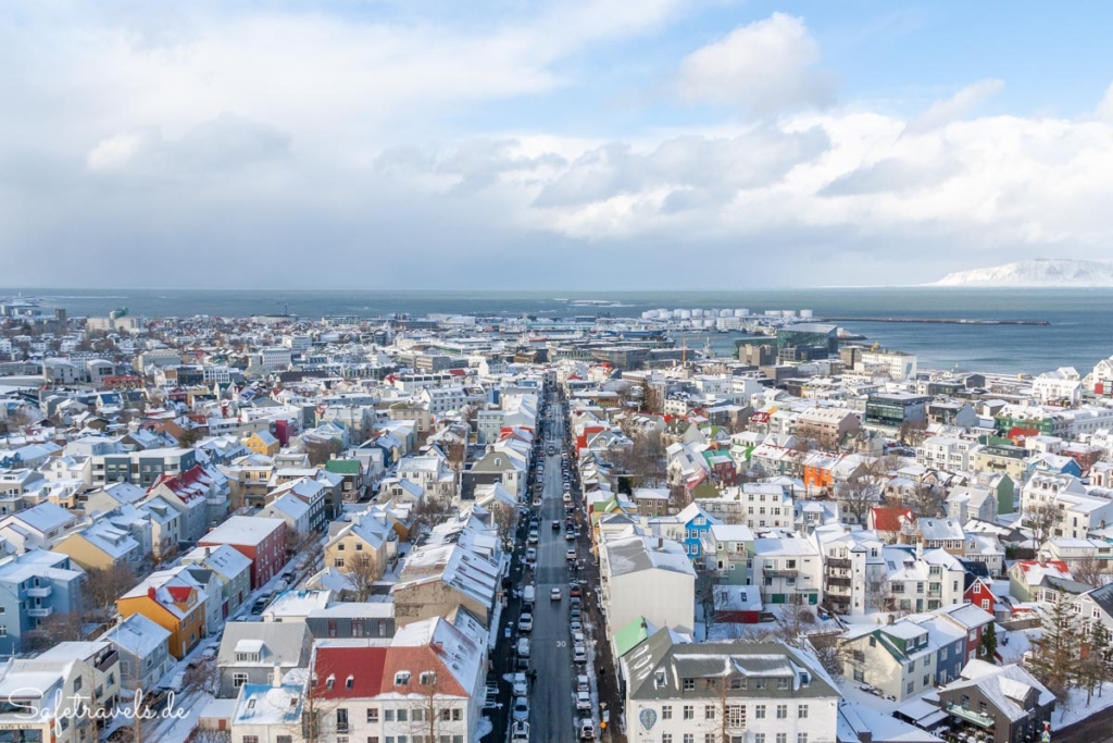 Blick über Reykjavik im Winter