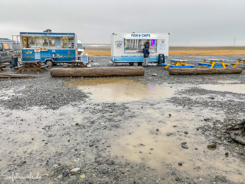 Foodtrucks an der Jökulsarlon Gletscherlagune Island